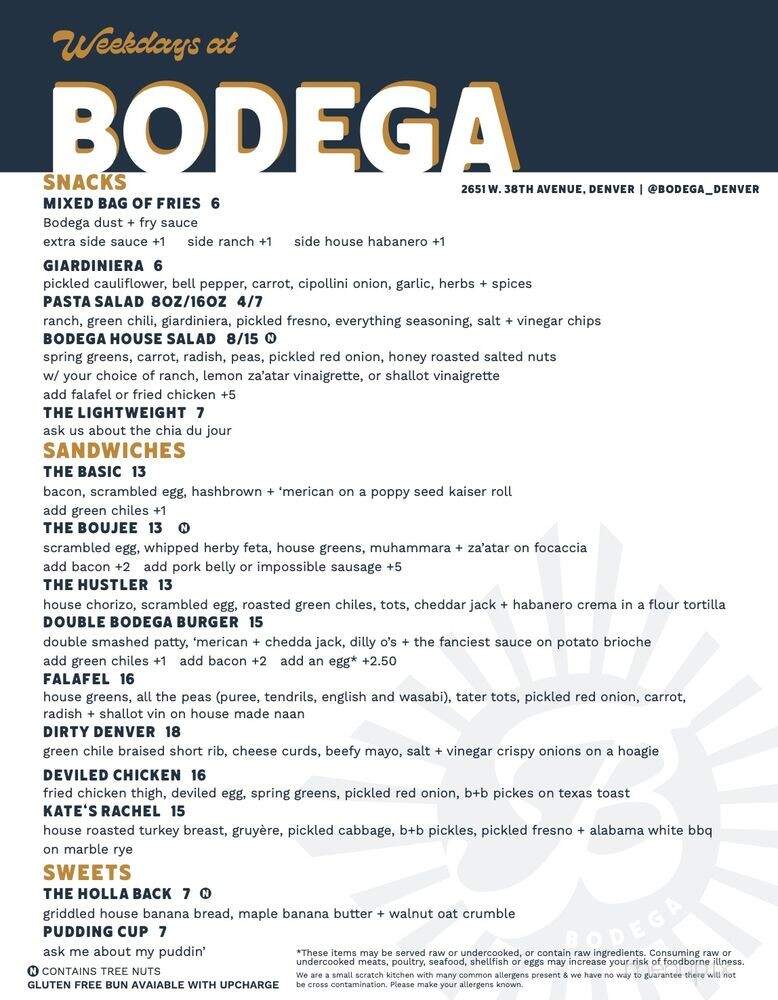 Bodega - Denver, CO menu_pic