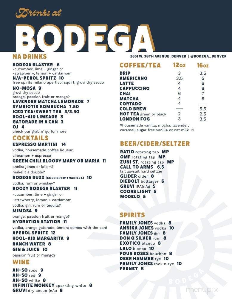 Bodega - Denver, CO menu_pic