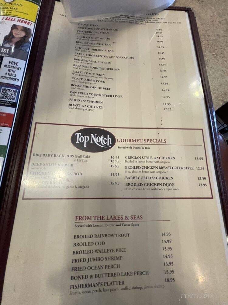 Top Notch Restaurant - Highland, IN menu_pic
