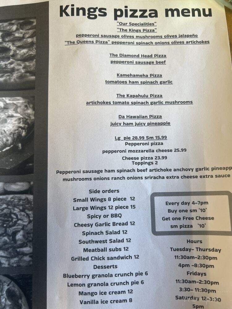 King's Pizza - Honolulu, HI menu_pic