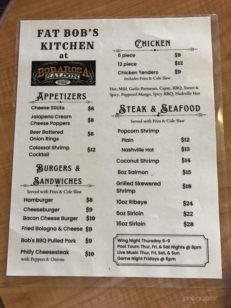 Bobarosa - Del Rio, TN menu_pic