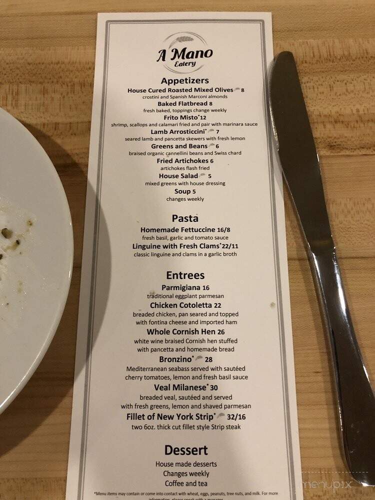 A Mano Pasta Shop - Ford City, PA menu_pic