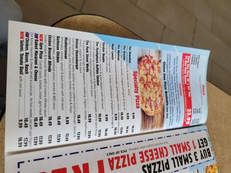 Park Street Pizza - Attleboro, MA menu_pic