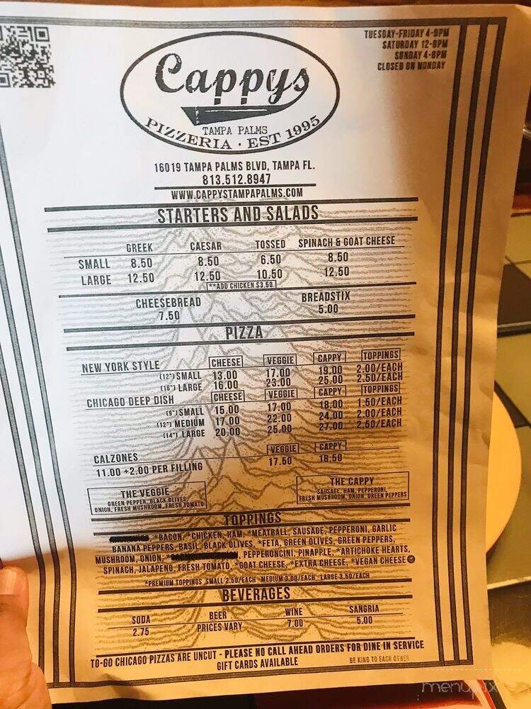 Cappy's Pizzeria - Tampa, FL menu_pic