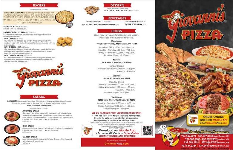 Giovanni's Pizza - Peebles, OH