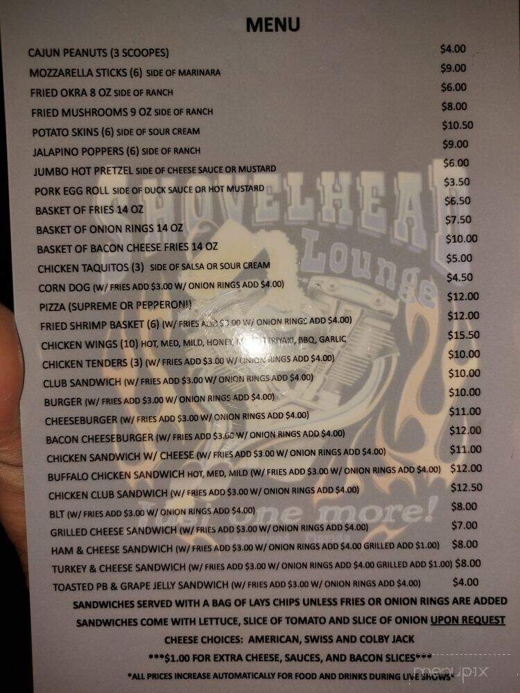 Shovelhead Lounge - Longwood, FL menu_pic
