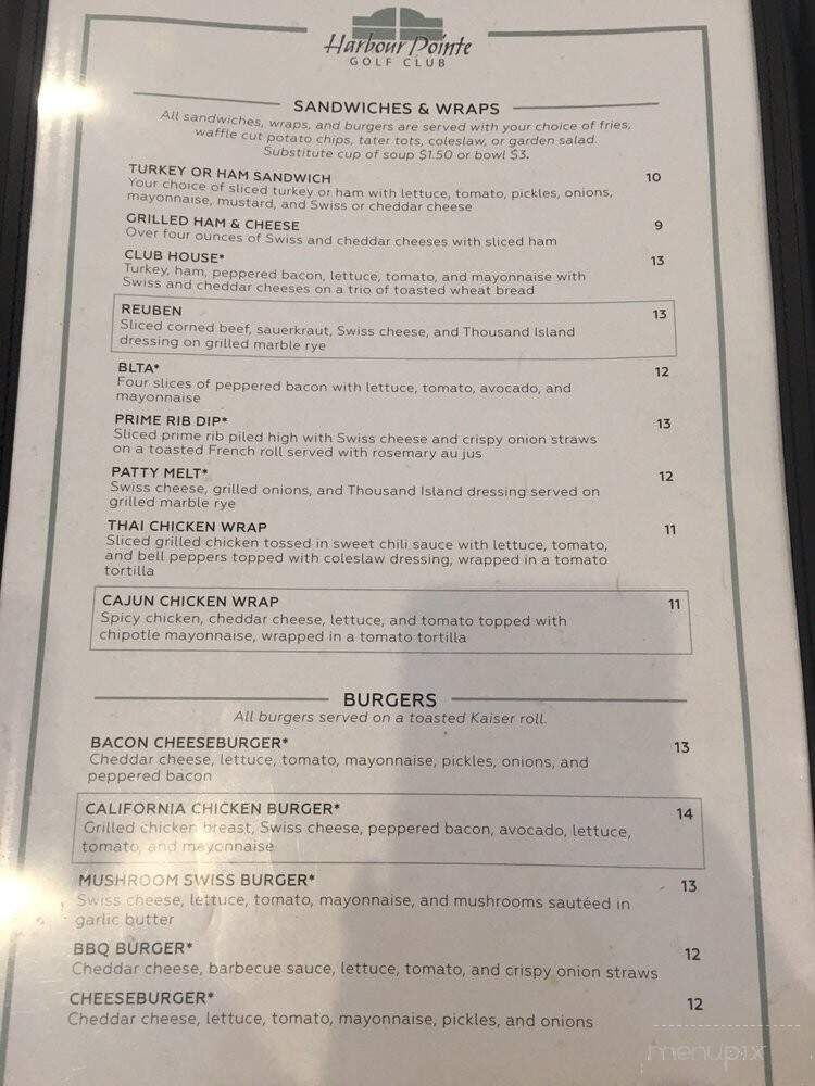The Pointe Restaurant @ Harbour Pointe Golf Club - Mukilteo, WA menu_pic