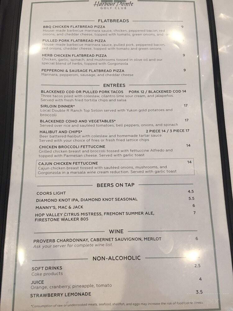 The Pointe Restaurant @ Harbour Pointe Golf Club - Mukilteo, WA menu_pic