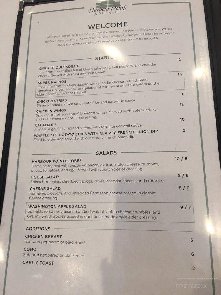 The Pointe Restaurant @ Harbour Pointe Golf Club - Mukilteo, WA menu_pic