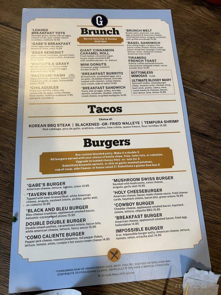 The Original Gabe's By The Park - St Paul, MN menu_pic
