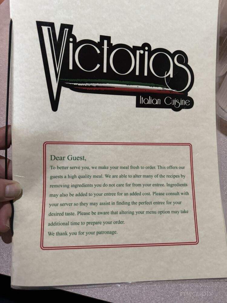 Victoria's - Appleton, WI menu_pic