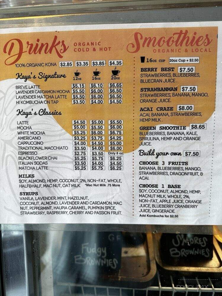 Kaya's Store - Holualoa, HI menu_pic