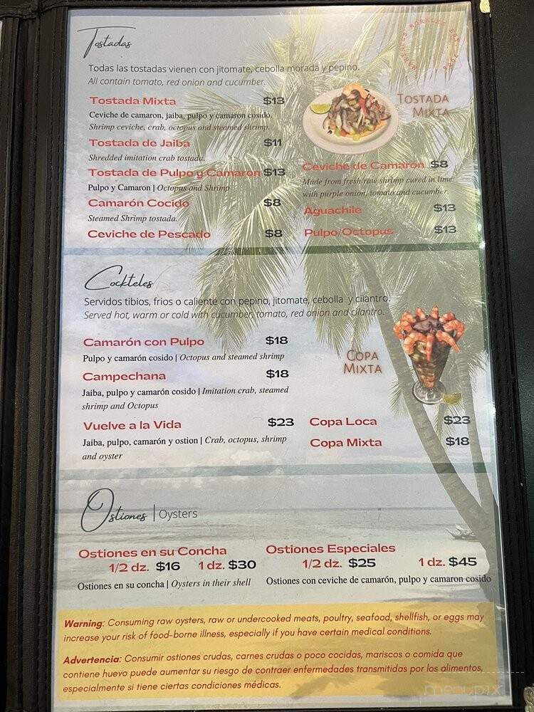 Mariscos Morales - Woodburn, OR menu_pic