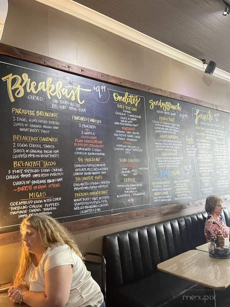 Paradise Bistro Coffee Co - Granbury, TX menu_pic