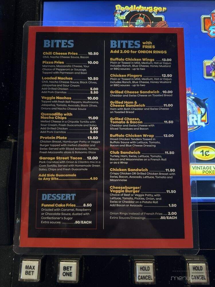 The Garage - Las Vegas, NV menu_pic