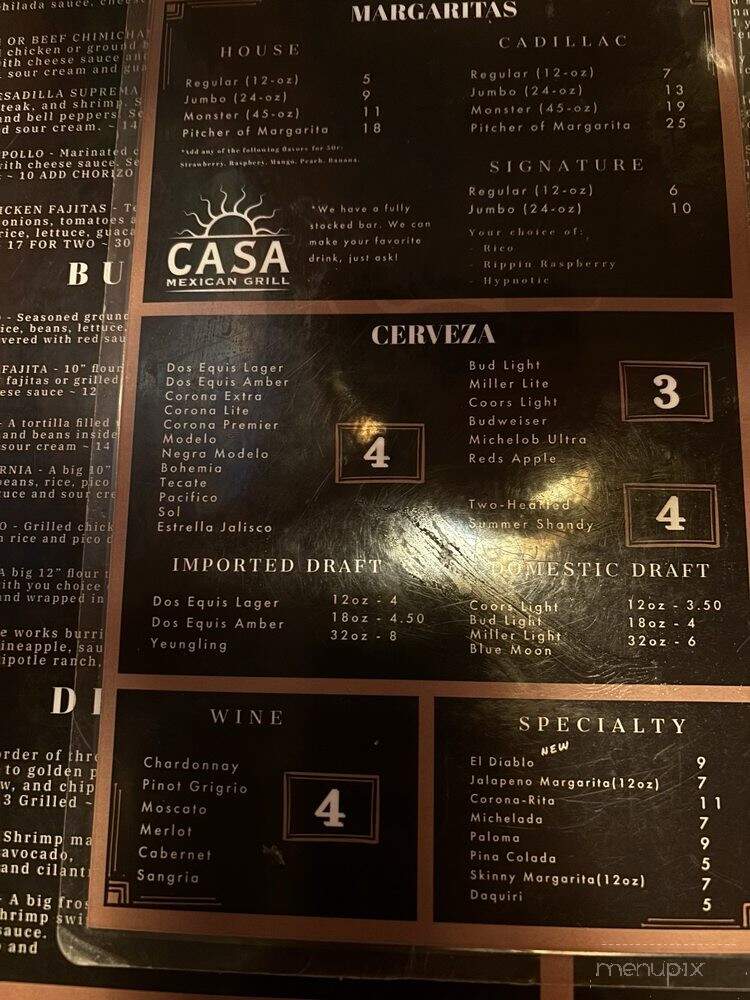 Casa del Sol - Muncie, IN menu_pic