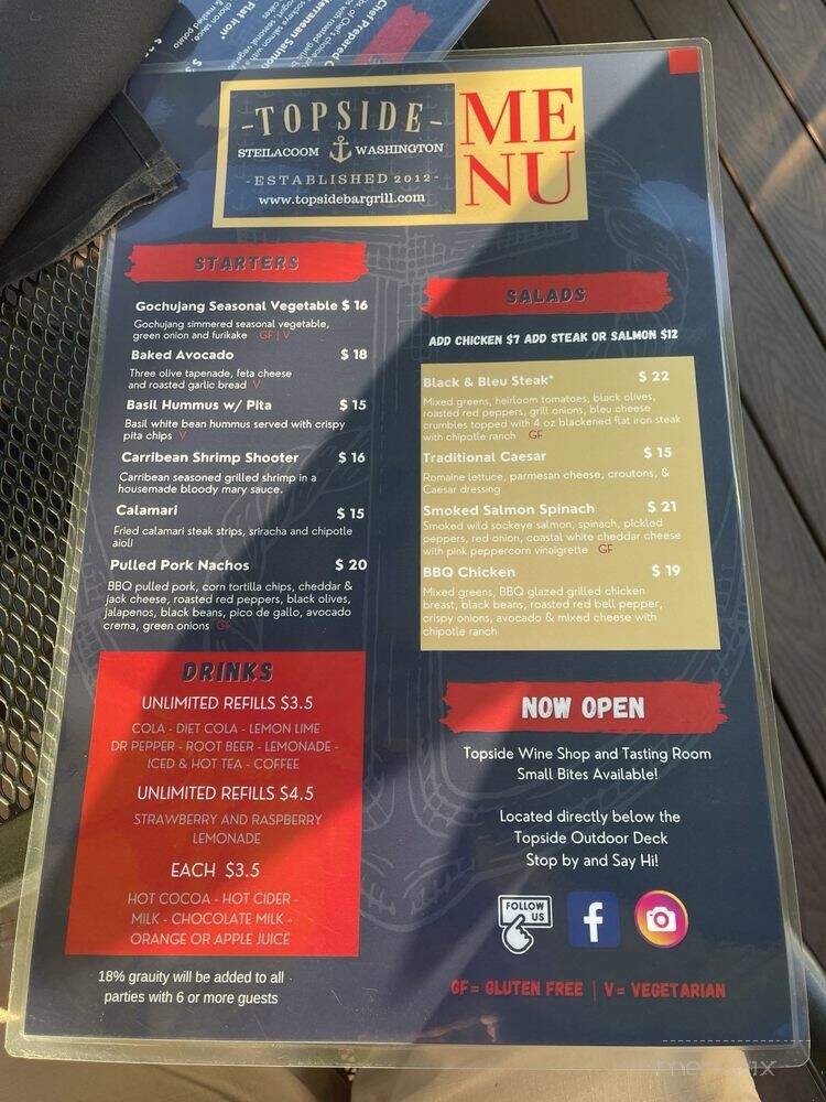 Top Side Bar Grill - Steilacoom, WA menu_pic