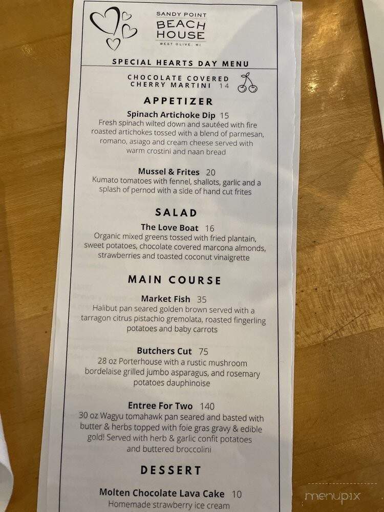 Sandy Point Beach House - West Olive, MI menu_pic