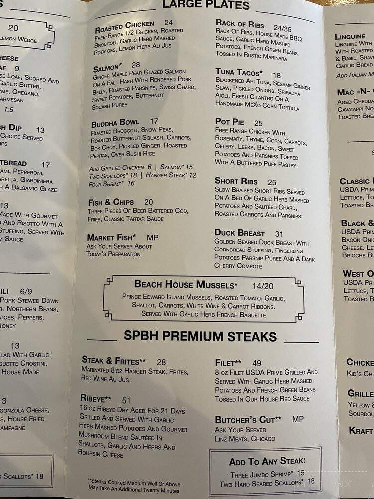 Sandy Point Beach House - West Olive, MI menu_pic