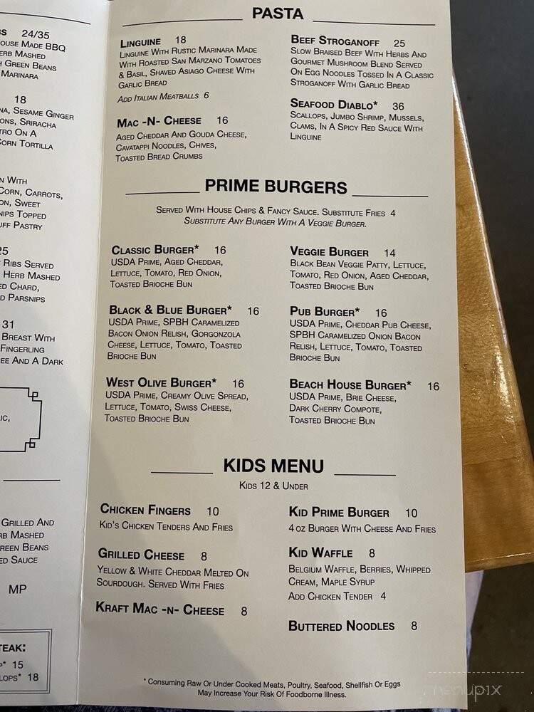 Sandy Point Beach House - West Olive, MI menu_pic