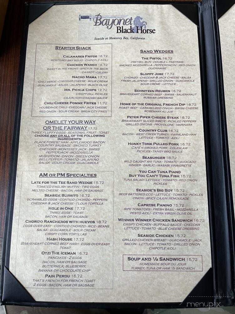 Bayonet Black Horse Grill - Seaside, CA menu_pic