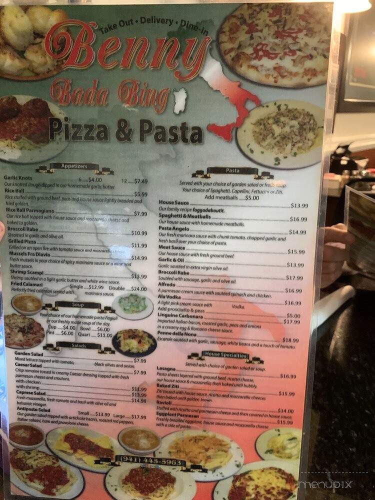 Benny Bada Bings Pizza - Venice, FL menu_pic