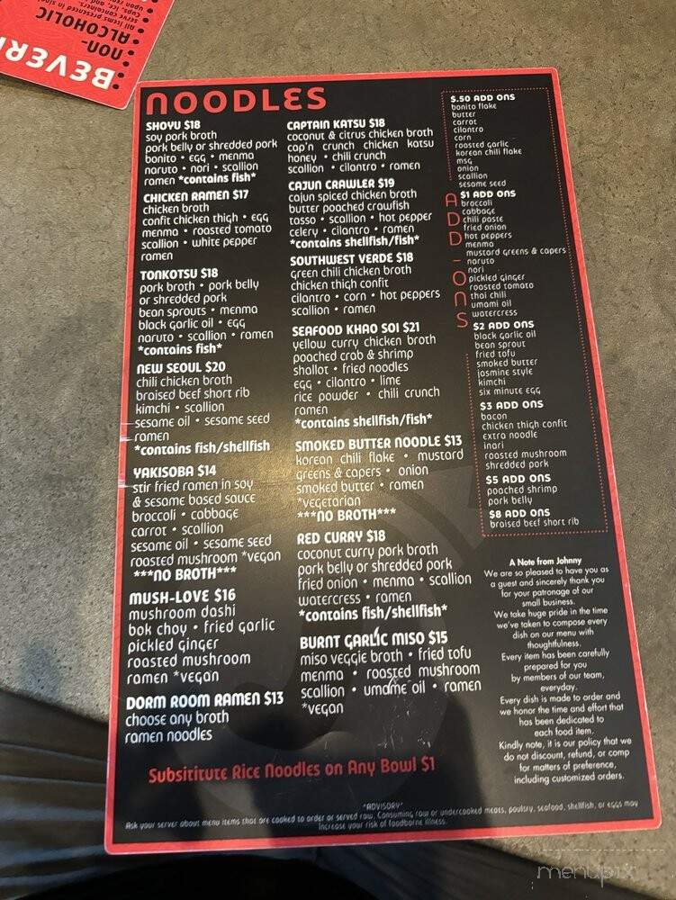 Johnny Noodle King - Detroit, MI menu_pic