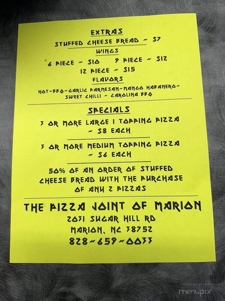 The Pizza Joint and Bar - Marion, NC menu_pic