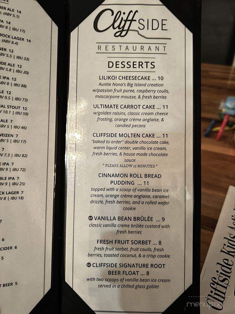 Cliffside Restaurant - St. George, UT menu_pic