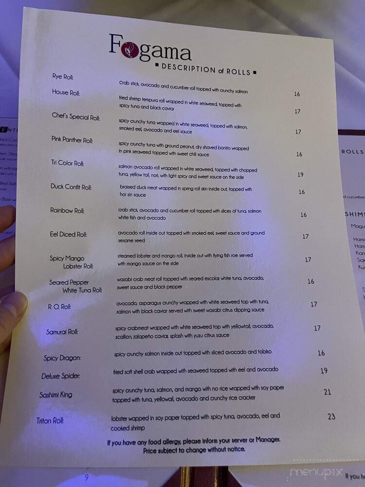 Fogama - Rye, NY menu_pic