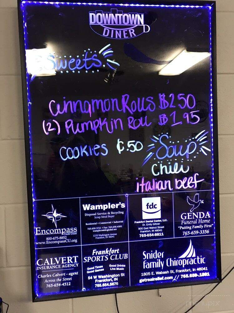 Downtown Diner - Frankfort, IN menu_pic