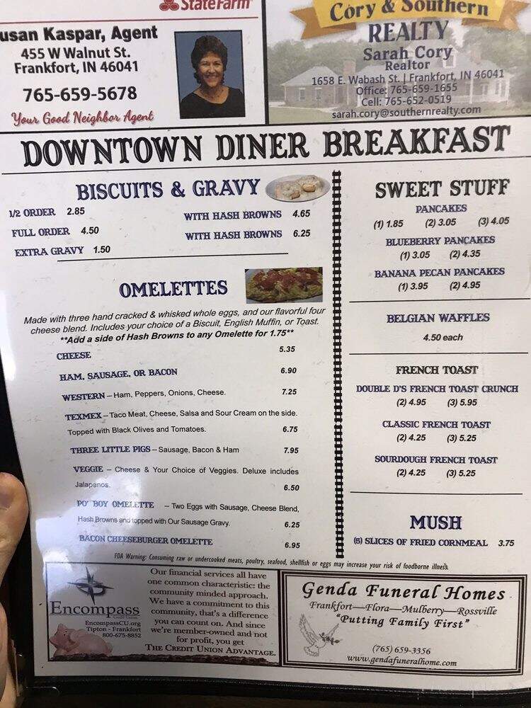 Downtown Diner - Frankfort, IN menu_pic