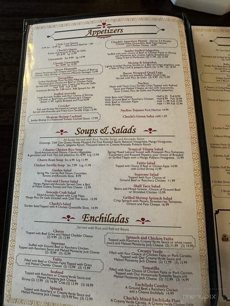 Chachi's Mexican Restaurant - Kingwood, TX menu_pic