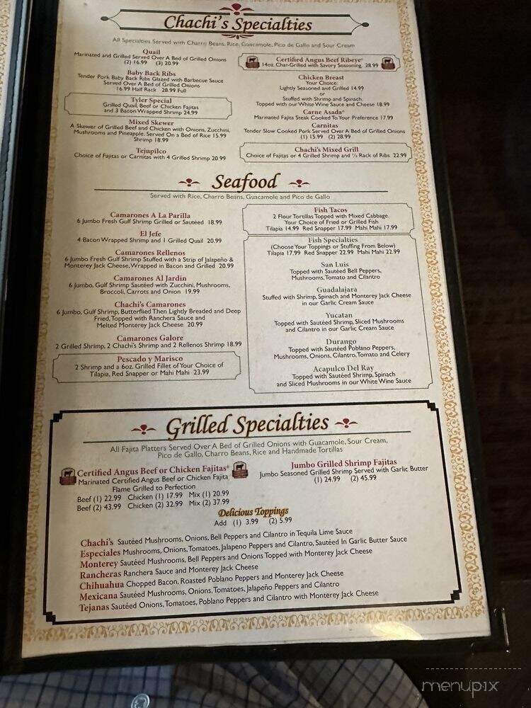 Chachi's Mexican Restaurant - Kingwood, TX menu_pic