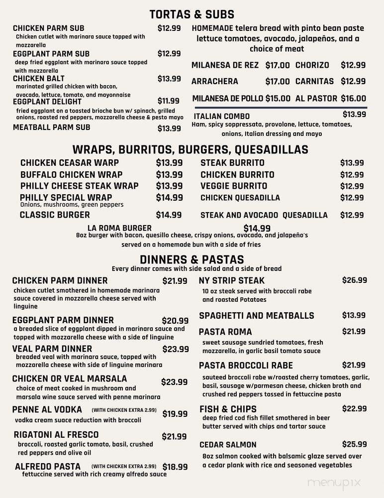 La Roma Pizza & Restaurant - Ulster Park, NY menu_pic
