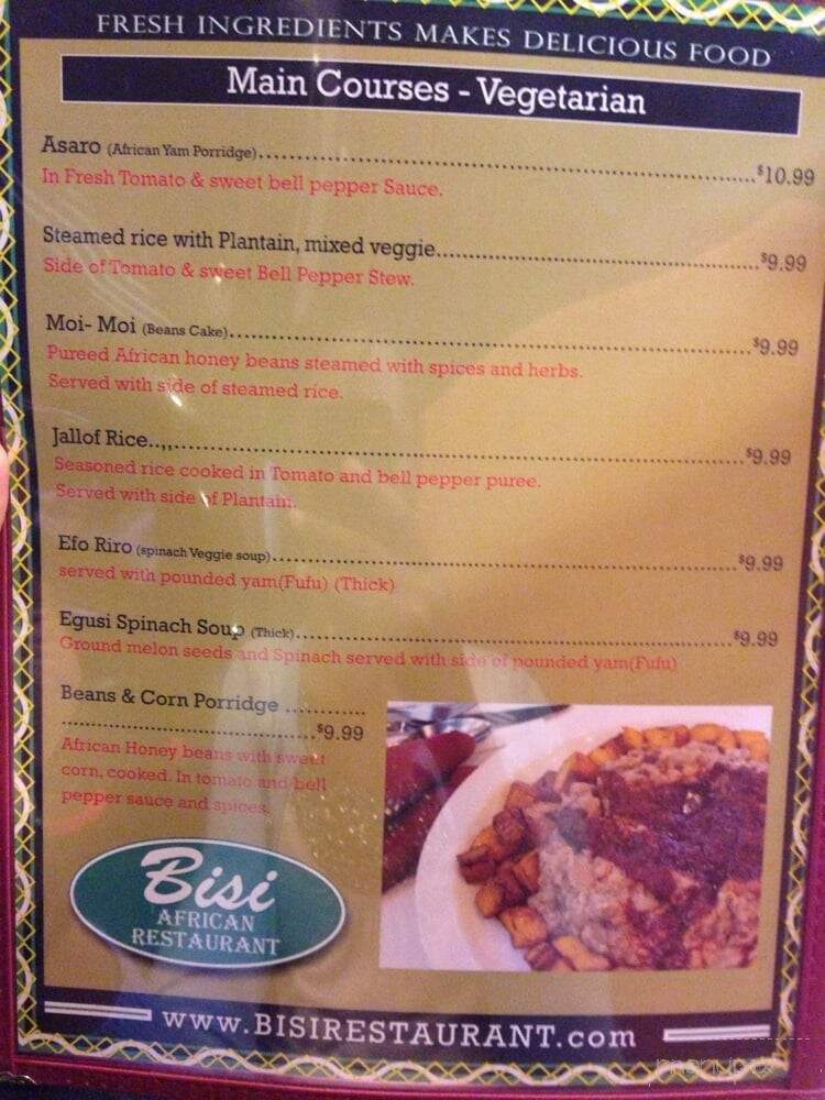 Bisi African Restaurant - Schaumburg, IL menu_pic