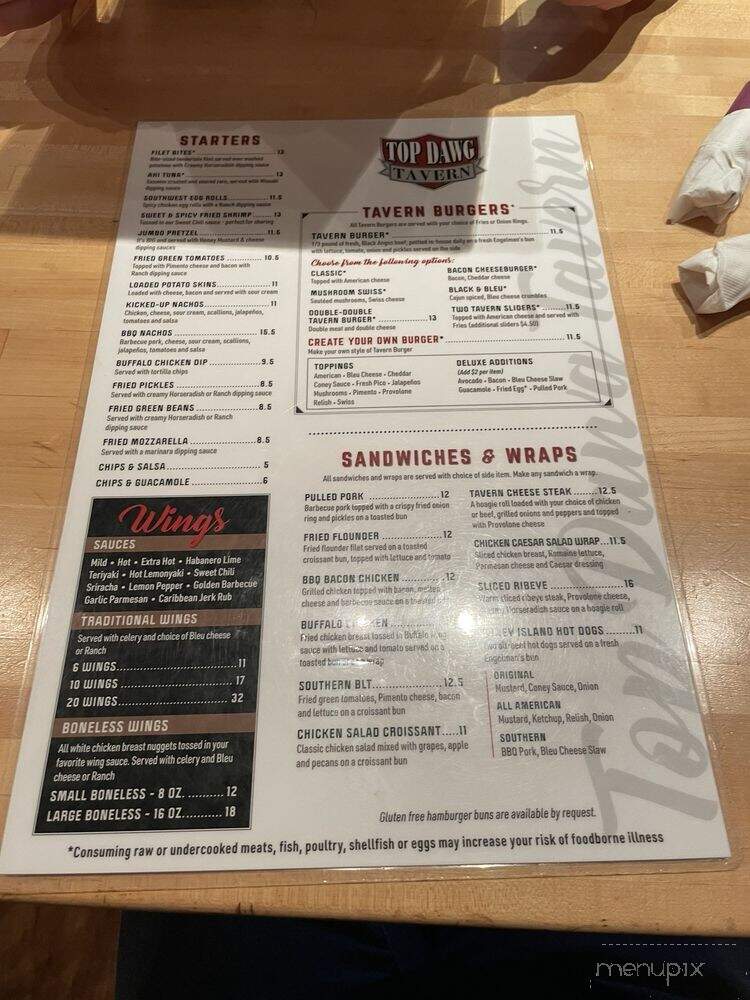 Top Dawg Tavern - Bethlehem, GA menu_pic