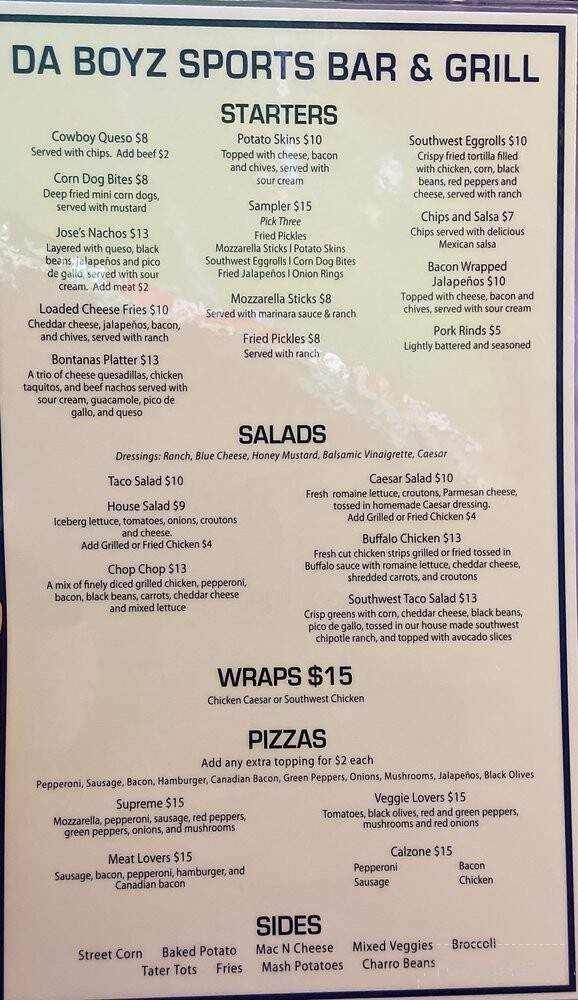 Da Boyz Sports Bar and Grill - Garland, TX menu_pic