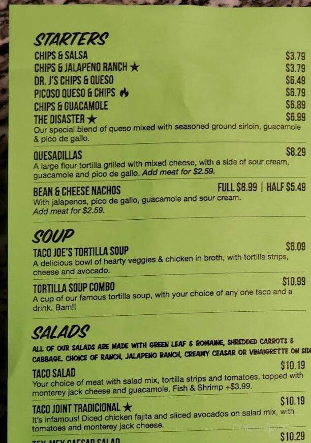 Taco Joint - Dallas, TX menu_pic