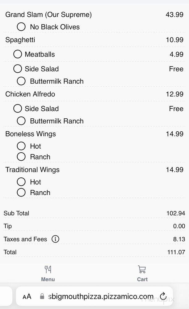 Buzzard's Big Mouth Pizza - Elizabeth, CO menu_pic