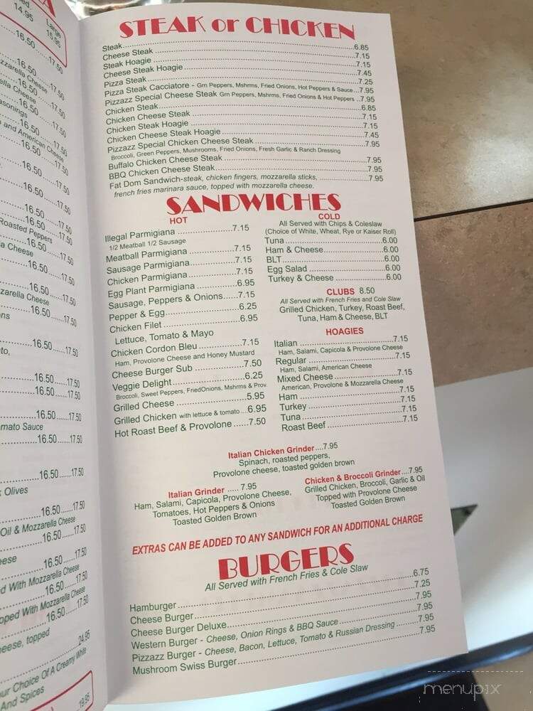 Danny's Pizza Pizzazz - Millville, NJ menu_pic