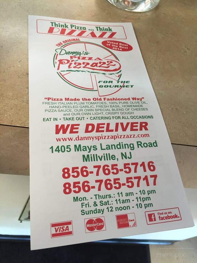 Danny's Pizza Pizzazz - Millville, NJ menu_pic