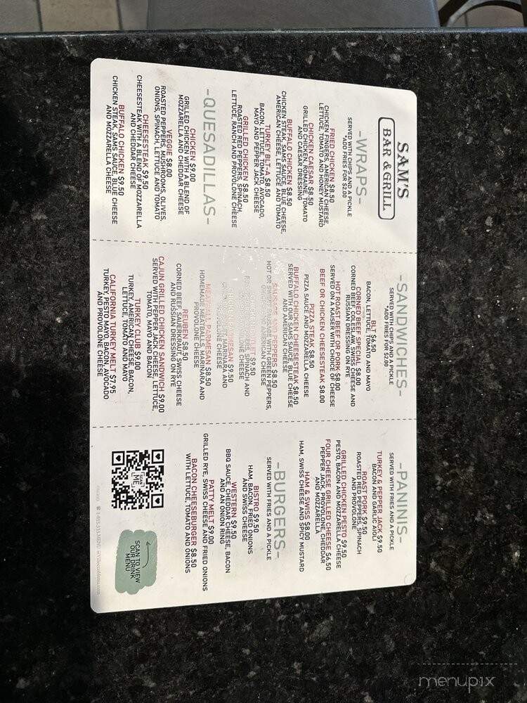 Sam's Bar & Grille - Gloucester Township, NJ menu_pic