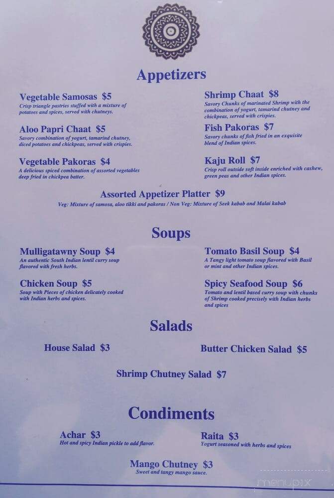 Laxmi's Indian Grille - Reading, PA menu_pic