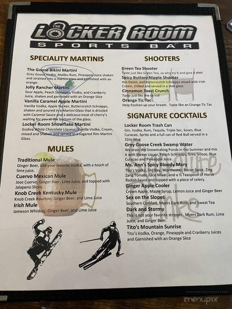The Locker Room Sports Bar - Snowshoe, WV menu_pic