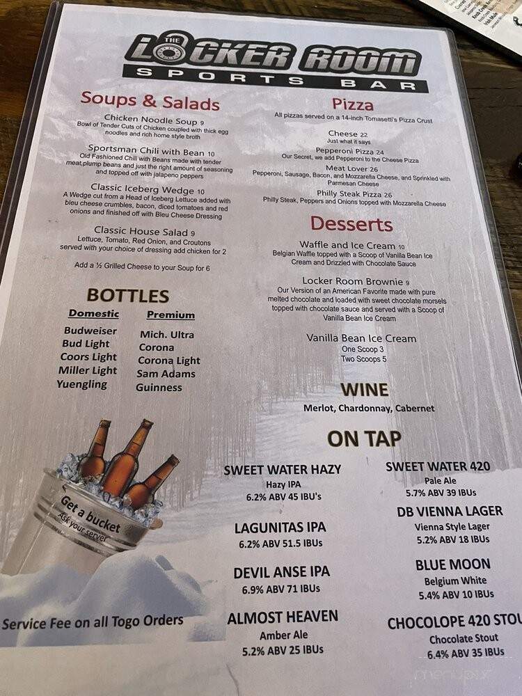 The Locker Room Sports Bar - Snowshoe, WV menu_pic