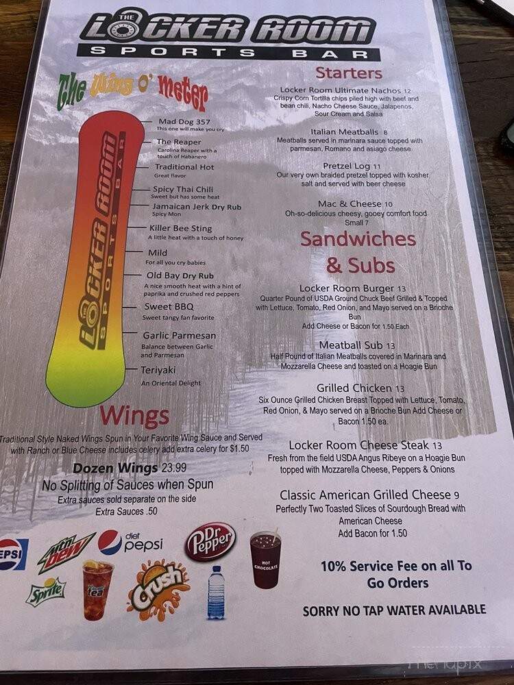 The Locker Room Sports Bar - Snowshoe, WV menu_pic
