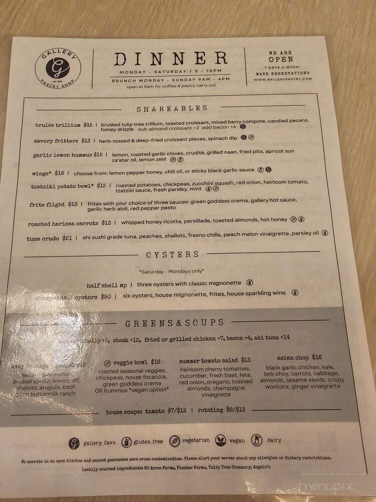 Gallery Pastry Shop - Indianapolis, IN menu_pic