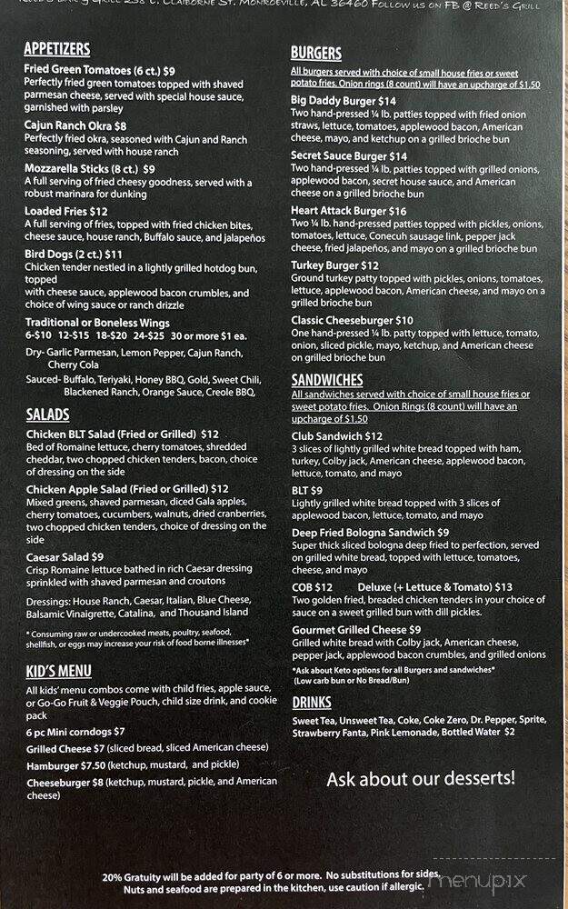 Reeds Bar & Grill - Monroeville, AL menu_pic