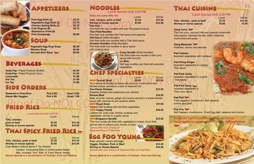 Asian Fusion - Bellaire, MI menu_pic